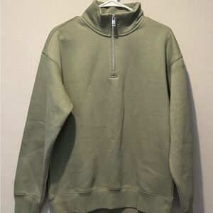 H&M Men's Sage Green Zip-Up Sweater